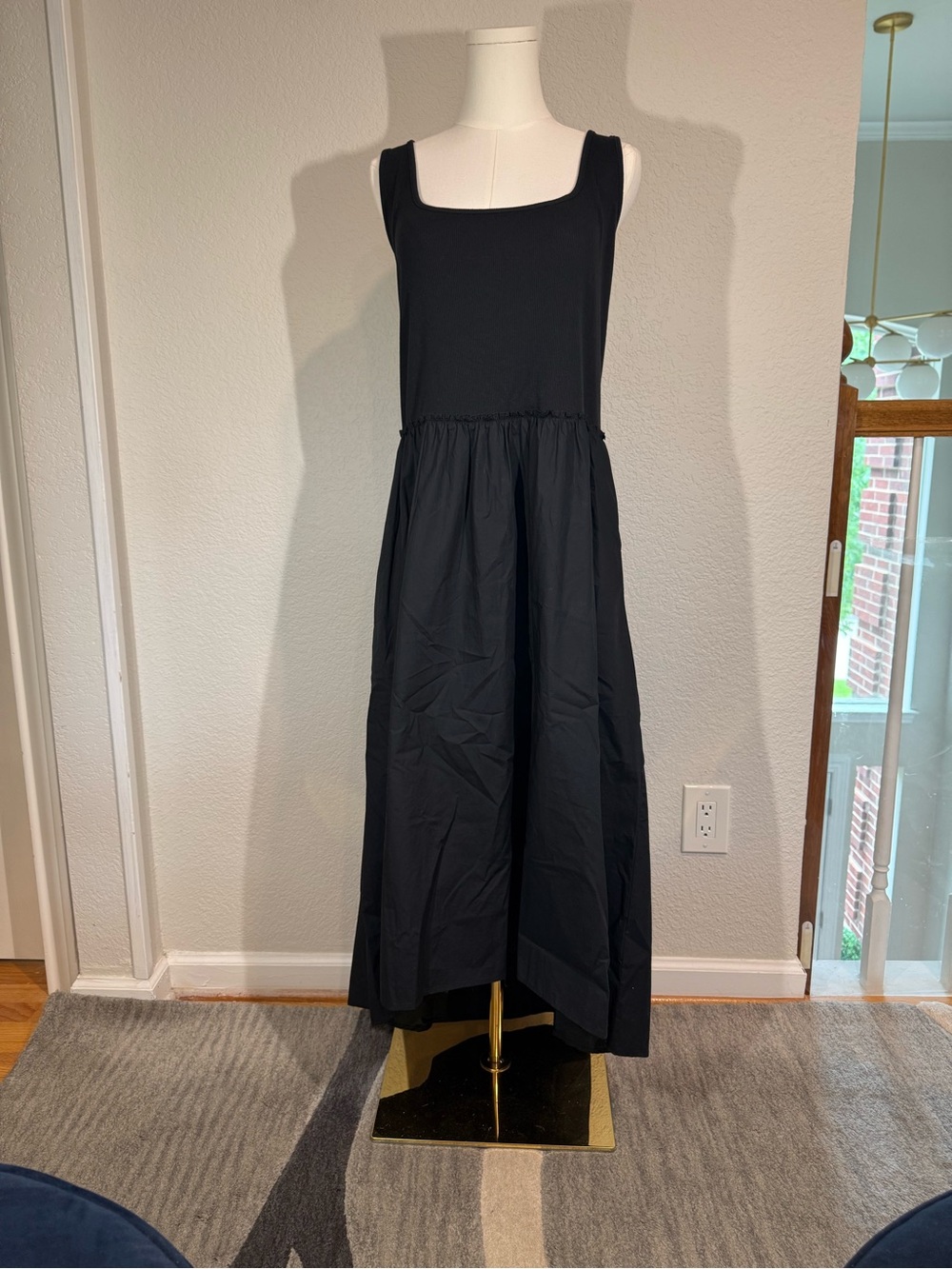 a new day Black Square-Neck Sleeveless Midi Dress with high/low hem
